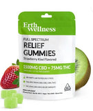 Erth Wellness Full Spectrum RELIEF Gummies - Vegan - Strawberry Kiwi - 1500mg CBD + 75mg THC